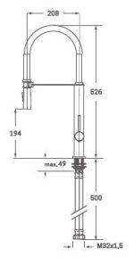 Grifo monomando fregadero vertical PILOT flexo Acero - Imagen 3