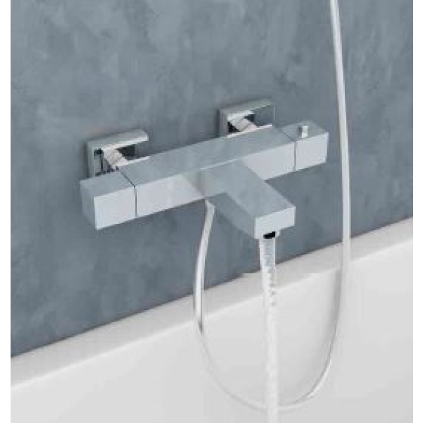 Grifería de baño termostática Skara con flexo plata