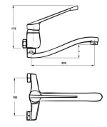 Grifo monomando fregadero pared sanitario - Imagen 2