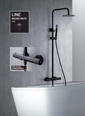 Conjunto de bañera y ducha termostática negro mate LINE Imex La
