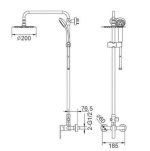 Croquis columna ducha mate negro ROMA IMEX