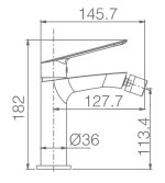 Croquis monomando de bidé LUXOR CROMO