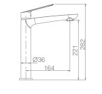 Croquis monomando lavabo alto LUXOR CROMO