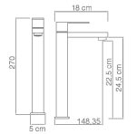 Croquis monomando lavabo alto VALENCIA