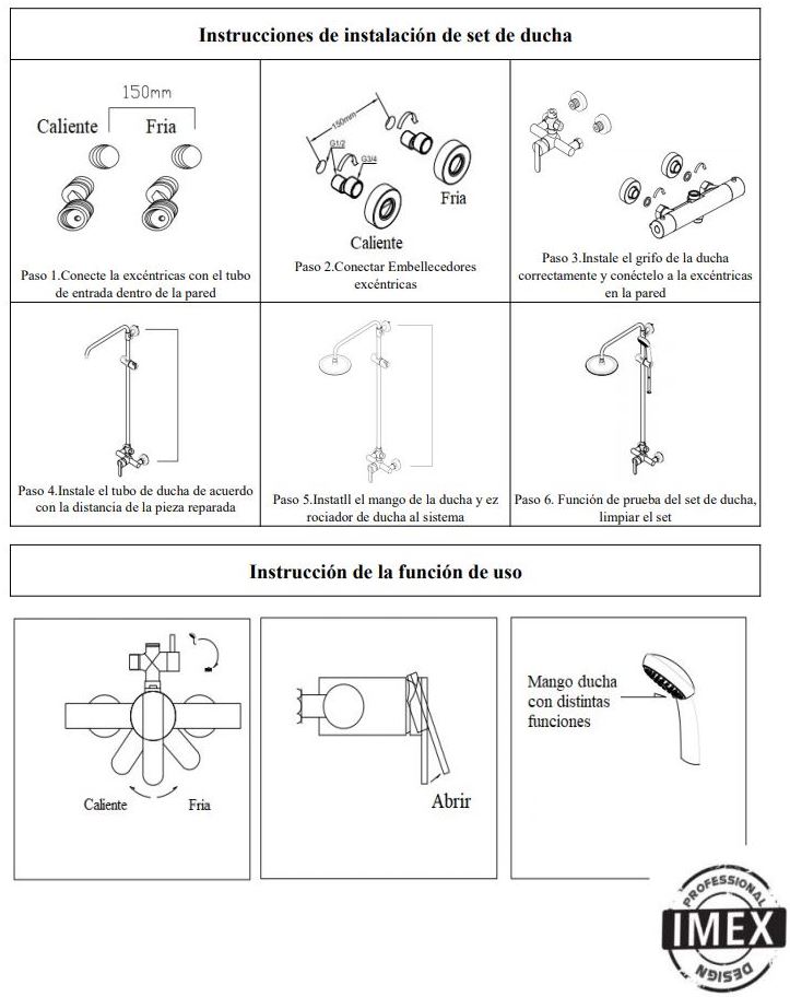 Instrucciones de instalación de set de ducha 1