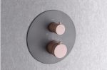 Conjunto de ducha termostática empotrado gris mate y champagne Line Imex - Imagen 3