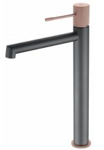 Grifo monomando lavabo caño alto gris mate y champagne LINE Imex
