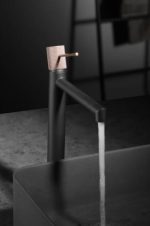 Grifo monomando lavabo caño alto gris mate y champagne LINE Imex - Imagen 4