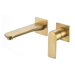 VALAZ Grifo empotrado de lavabo monomando cuadrada dorado cepillado con caño de 21CM - Serie Esla