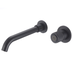 VALAZ Grifo empotrado de lavabo monomando de botón redondo negro mate con caño de 21CM - Serie Andarax