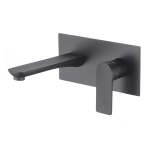 VALAZ Grifo de lavabo empotrado ovalado con embellecedor cuadrado negro mate con caño de 21CM - Serie sil