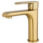 VALAZ Grifo de lavabo monomando redondo oro mate cepillado Serie Turia
