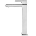VALAZ Grifo de lavabo alto pica con apertura en agua fría monomando cuadrado cromado serie Muga - Imagen 2