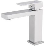 VALAZ Grifo de lavabo con apertura en agua fría monomando cuadrado cromado serie Muga