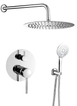 VALAZ Ducha empotrada monomando pared redonda cromada con maneta ancha Serie Cabriel - 25cm