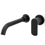 VALAZ Grifo lavabo empotrado redondo monomando negro mate con caño 21CM - Serie Tuejar