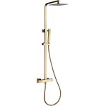 VALAZ Barra de ducha termostática cuadrada ajustable hasta 120CM dorado cepillado - Serie Segura - 20cm