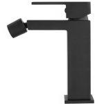VALAZ Grifo de bidé lavabo con apertura en agua fría monomando cuadrado negro mate - Serie Muga - Imagen 2