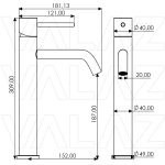 VALAZ Grifo de lavabo alto para pica monomando redondo caño oro mate con protección PVD - Serie Ebro - Imagen 2