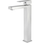 VALAZ Grifo de lavabo alto pica con apertura en agua fría monomando cuadrado cromado serie Muga