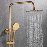 VALAZ Barra de ducha monomando redonda ajustable hasta 120CM dorado cepillado - Serie Ebro - 30cm - Imagen 5