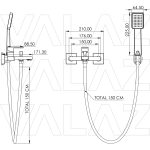 VALAZ Grifo de bañera/ducha cuadrado monomando negro mate - Serie Vinalopo - Imagen 2