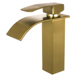 VALAZ Grifo de lavabo monomando cascada dorado cepillado - Serie Aljibe