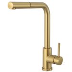 VALAZ Grifo de cocina extraíble redondo oro mate con protección PVD - Serie Amur