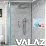 VALAZ Ducha empotrada monomando pared redonda cromada con maneta ancha Serie Cabriel - 25cm - Imagen 3