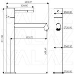 VALAZ Grifo de lavabo alto  monomando caño recto  acabado maneta luxury cromado serie Casares - Imagen 3