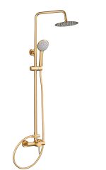 VALAZ Barra de ducha monomando redonda ajustable hasta 120CM oro mate con protección PVD - Serie Ebro - 30cm