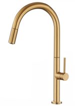 VALAZ Grifo cocina alto extraíble monomando dorado cepillado - Serie Eufrates