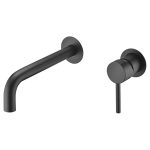 VALAZ Grifo lavabo empotrado redondo monomando con caño de 21cm fino y fijo negro mate - Serie Deva