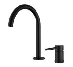 VALAZ Grifo de lavabo encastrado monomando cuello cisne negro mate - Serie Aragón
