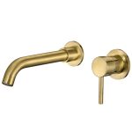 VALAZ Grifo de lavabo empotrado redondo monomando de con caño 21cm oro mate con protección PVD - Serie Guadiana