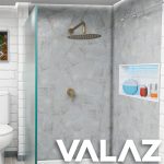 VALAZ Ducha empotrada monomando 1 vía redonda dorado cepillado a pared - Serie Guadiana - 25cm - Imagen 4