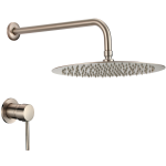 VALAZ Ducha empotrada monomando 1 vía redonda acero cepillado a pared - Serie Guadiana - 20cm