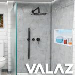 VALAZ Ducha empotrada monomando redondo a pared negro mate - Serie Guadiana - 20cm - Imagen 3