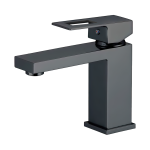 VALAZ Grifo de lavabo monomando cuadrado negro mate con maneta hueca serie Guadalete