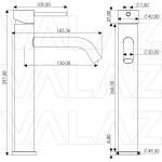VALAZ Grifo de lavabo alto para pica con apertura en agua fría monomando redondo oro mate con protección PVD - Serie Ason - Imagen 2