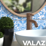 VALAZ Grifo de lavabo alto para pica monomando redondo oro rosa cepillado - Serie Jabalon - Imagen 3