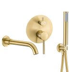 VALAZ Grifo de bañera monomando empotrada oro mate con protección PVD - Serie Jucar