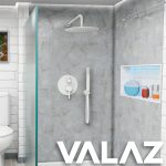 VALAZ Ducha empotrada monomando a pared redonda blanco - Serie Jucar - 30cm - Imagen 3