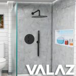 VALAZ Ducha empotrada termostática a pared redonda negro mate - Serie Jucar - 25cm - Imagen 3