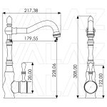 VALAZ Grifo de lavabo monomando alto para pica redondo retro diseño vintage - Serie Mijares - Imagen 2