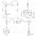 VALAZ Grifo de cocina osmosis 3 vías diseño vintage dorado envejecido - Serie Orinoco - Imagen 2