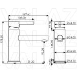 VALAZ Grifo de lavabo monomando redondo acero cepillado - Serie Palancia - Imagen 2