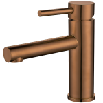VALAZ Grifo de lavabo monomando redondo caño recto oro rosa cepillado - Serie Palancia