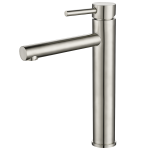 VALAZ Grifo de lavabo alto para pica monomando redondo caño acero cepillado - Serie Palancia