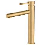 VALAZ Grifo monomando de lavabo alto para pica redondo oro mate con protección PVD - Serie Palancia